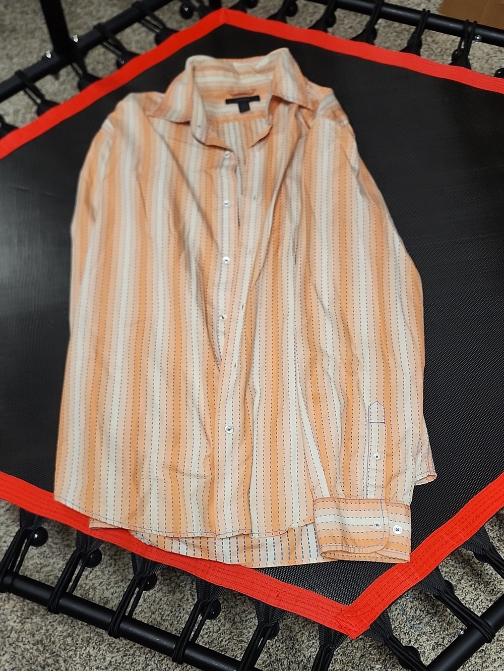 Express MensTangerine Color Bottom Up Shirt Size XL. Striped Design #10